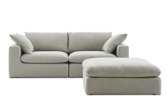 Duke Deep Seat Sofa With Ottoman, 2 Seater, Gray