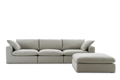 Duke Deep Seat Sofa With Ottoman, 3 Seater, Gray