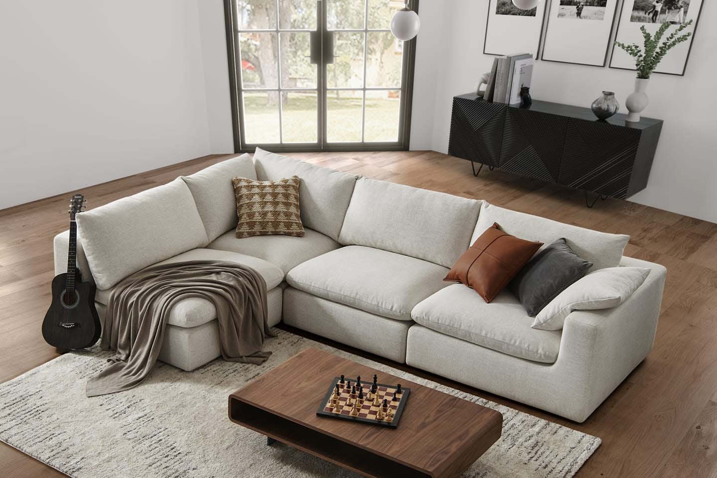 Dawson Deep Seat Sofa, 4 Seater, Ivory