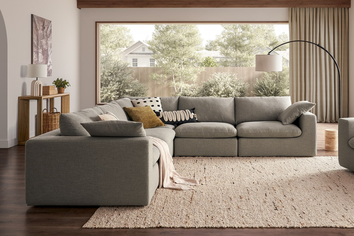 Duke Deep Seat Sofa, 5 Seater, Gray