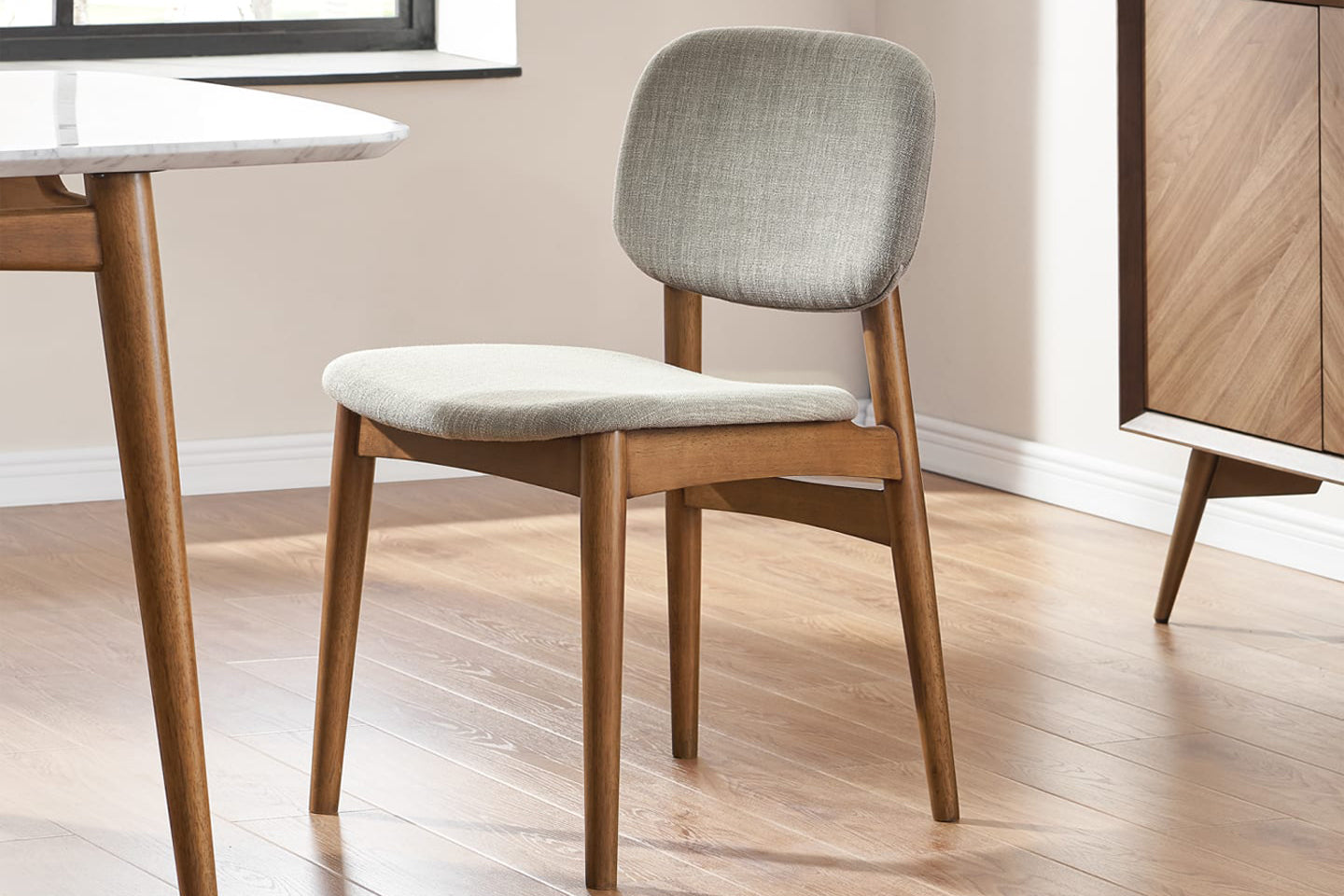 Kelsey Dining Chair, Walnut Stain, Ivory