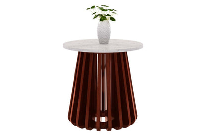 Kendall Round Top End Table, Marble, Cherry Wood