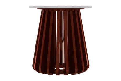 Kendall Round Top End Table, Marble, Cherry Wood