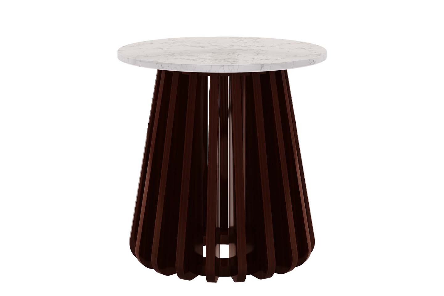 Kendall Round Top End Table, Marble, Rose Wood