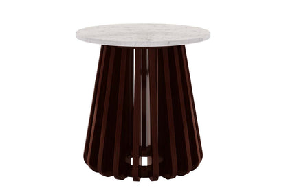 Kendall Round Top End Table, Marble, Rose Wood