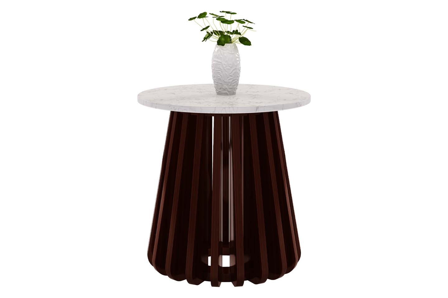 Kendall Round Top End Table, Marble, Rose Wood