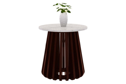 Kendall Round Top End Table, Marble, Rose Wood