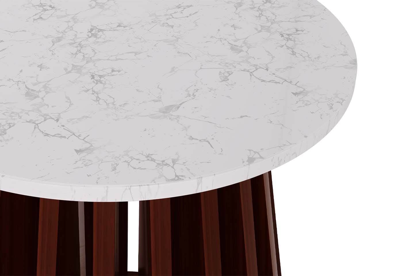 Kendall Round Top End Table, Marble, Rose Wood