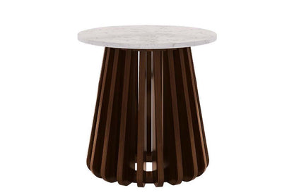 Kendall Round Top End Table, Marble, Walnut