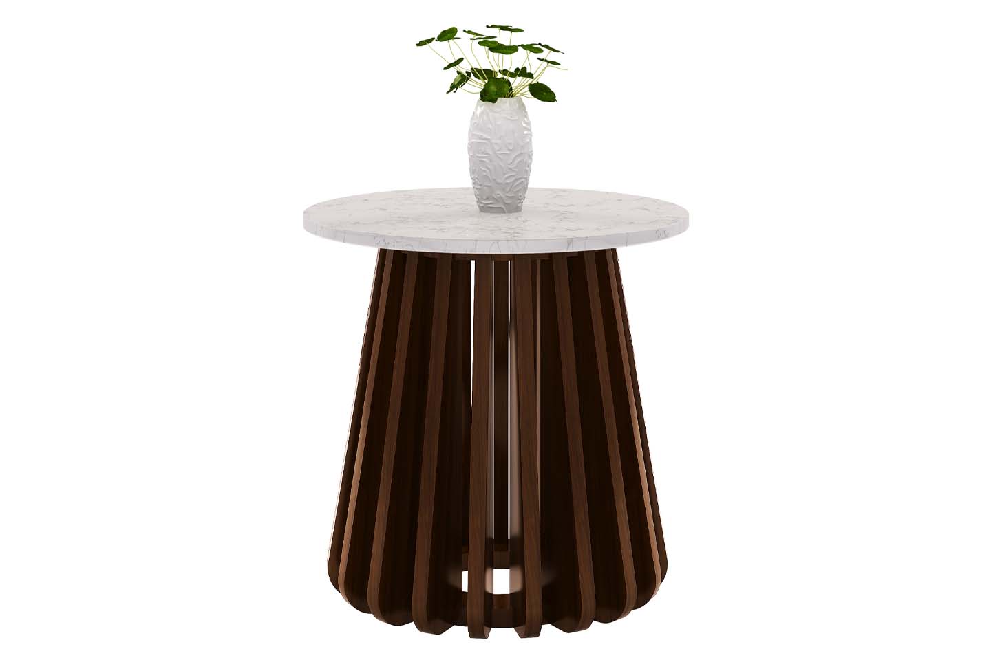 Kendall Round Top End Table, Marble, Walnut