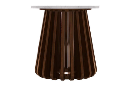 Kendall Round Top End Table, Marble, Walnut