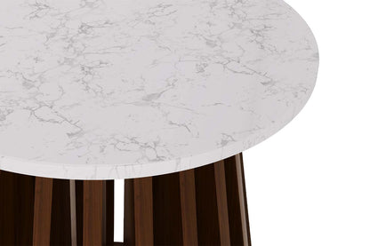 Kendall Round Top End Table, Marble, Walnut