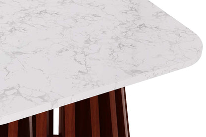 Kendall Square Top End Table, Marble, Cherry Wood