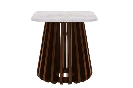 Kendall Square Top End Table, Marble, Walnut