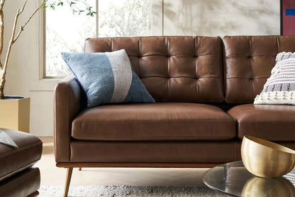 Loft Sofa With Ottoman, 2 Seater, Tan Imitation Leather