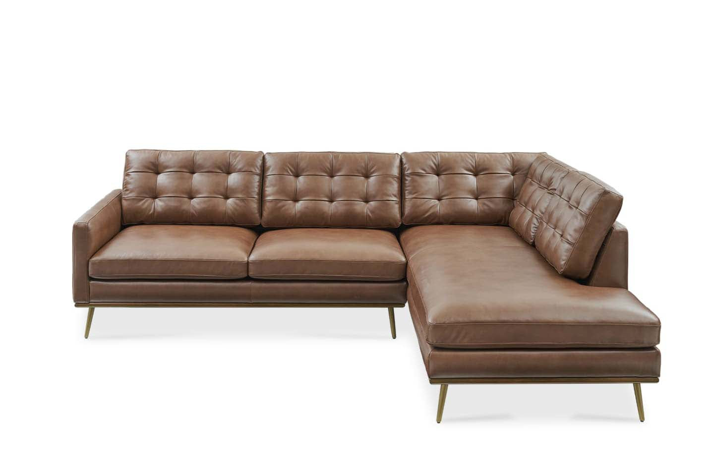 Loft Sectional Sofa With Chaise, Left Facing, Tan Imitation Leather