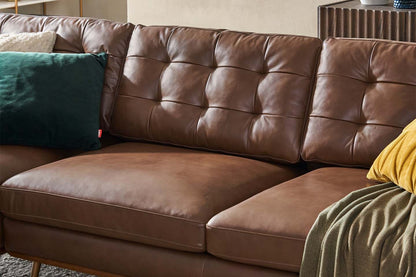 Loft Sectional Sofa With Chaise, Left Facing, Tan Imitation Leather