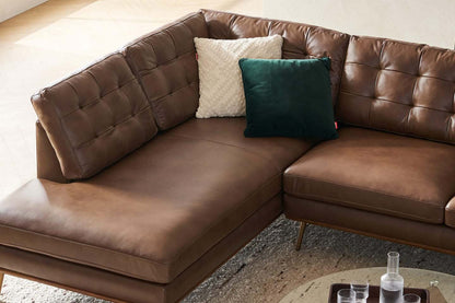 Loft Sectional Sofa With Chaise, Left Facing, Tan Imitation Leather