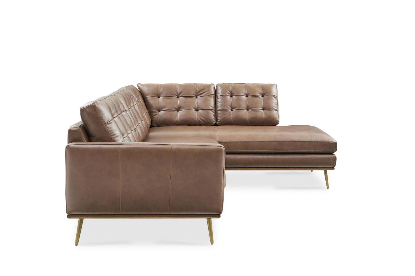 Loft Sectional Sofa With Chaise, Left Facing, Tan Imitation Leather