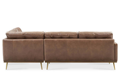 Loft Sectional Sofa With Chaise, Left Facing, Tan Imitation Leather