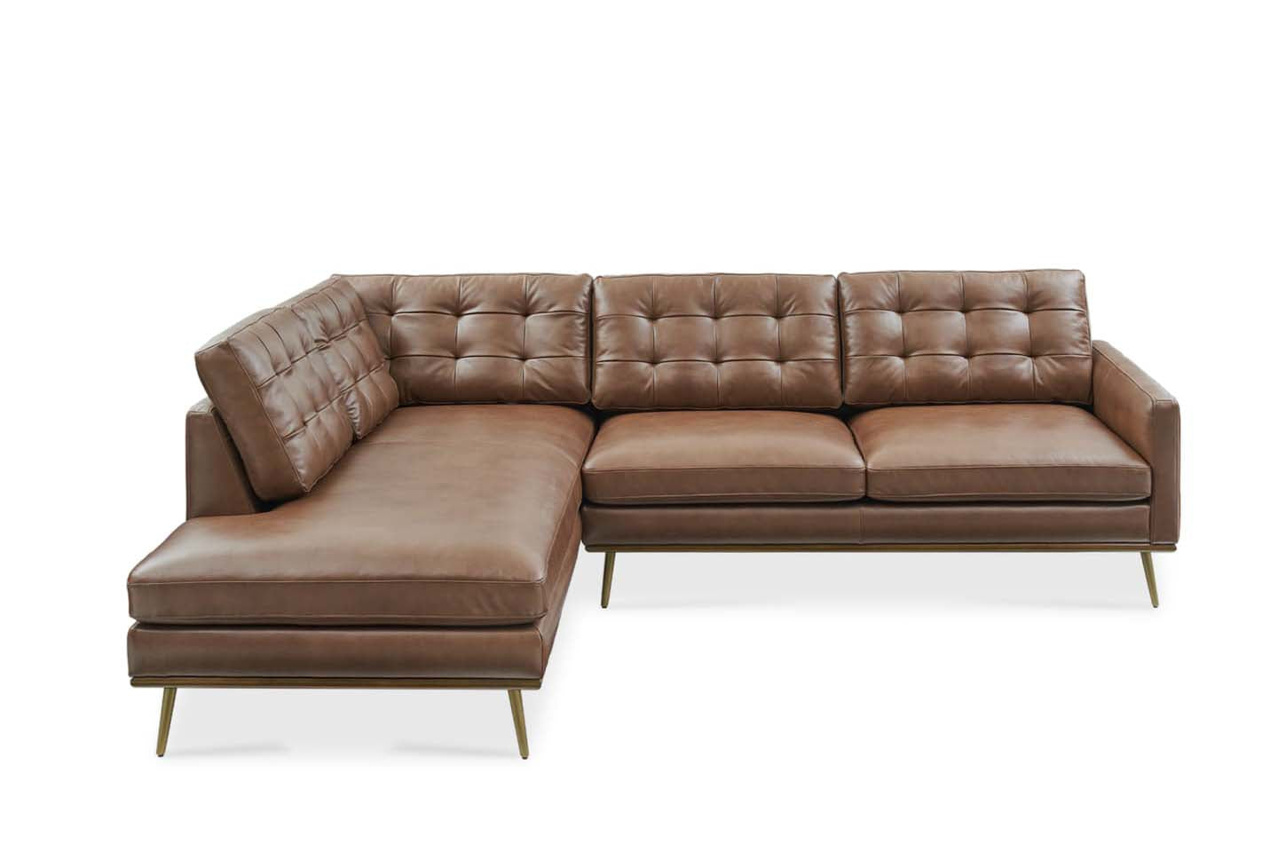 Loft Sectional Sofa With Chaise, Right Facing, Tan Imitation Leather