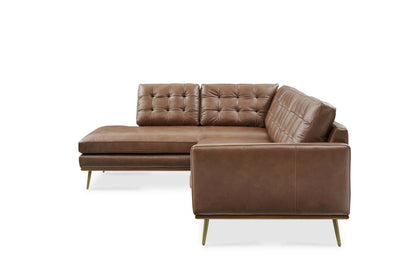 Loft Sectional Sofa With Chaise, Right Facing, Tan Imitation Leather