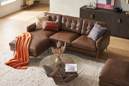 Loft Reversible Sectional Sofa, Tan Imitation Leather