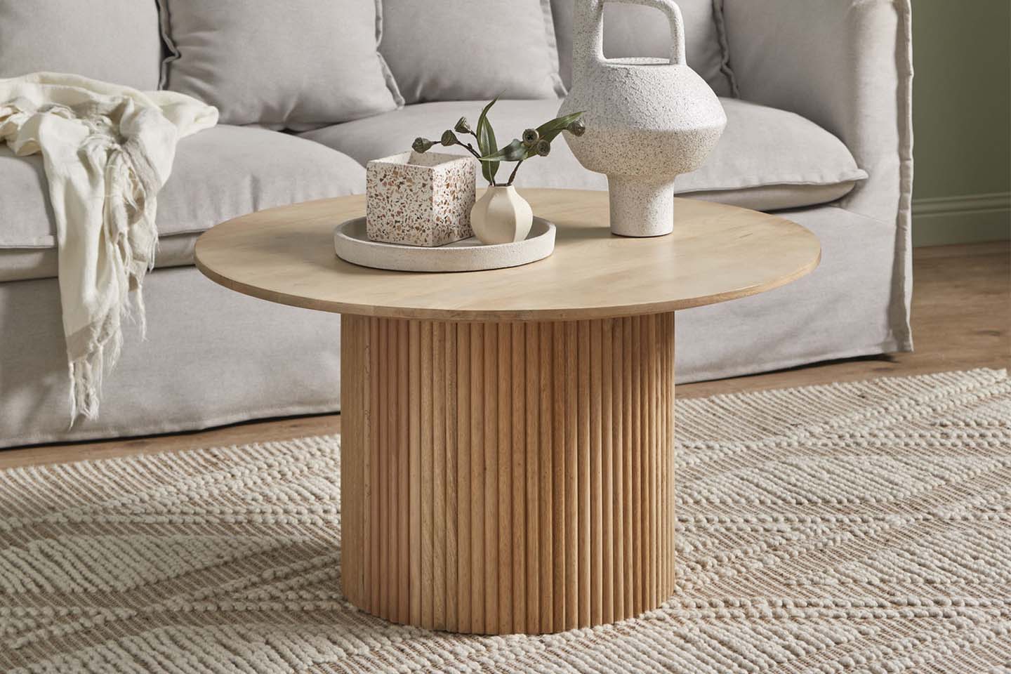 Rocco 32" Pedestal Coffee Table, Natural