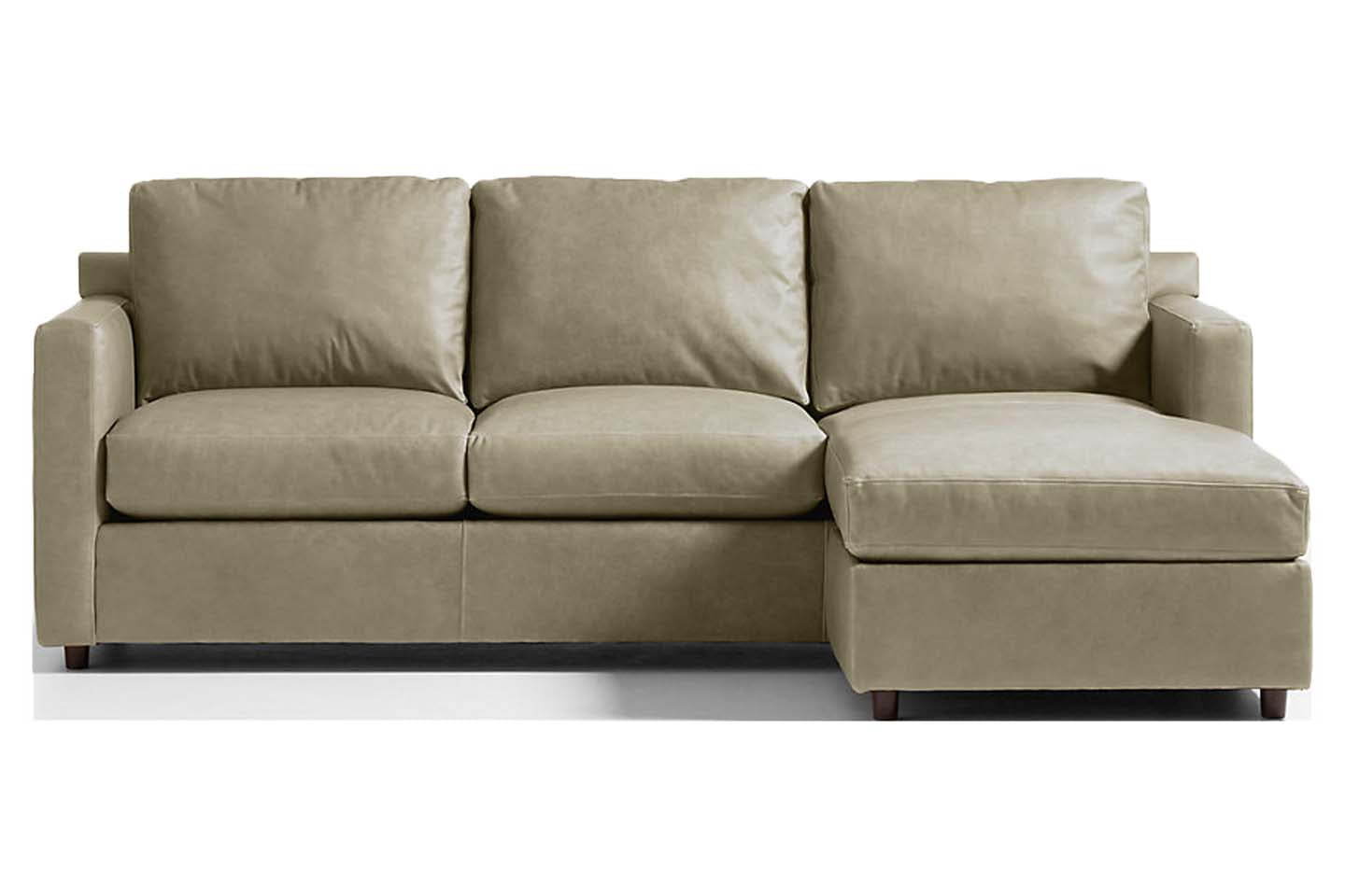 Fusion Sectional Sofa With Chaise, Left Facing, Khaki Imitation Leather