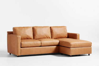 Fusion Sectional Sofa With Chaise, Left Facing, Tan Imitation Leather