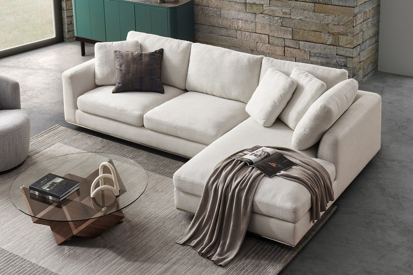 Hamilton Sectional Sofa With Chaise, Left Facing, Beige