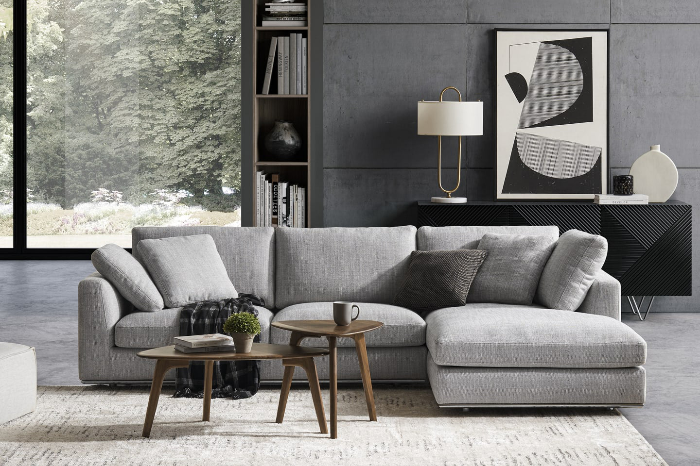 Smoke grey sectional deals couch