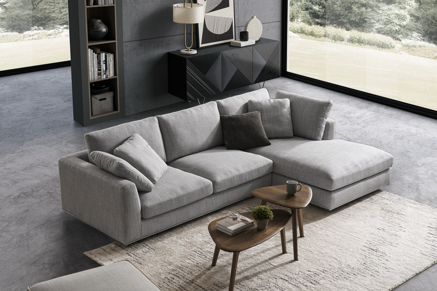 Hamilton Sectional Sofa With Chaise, Left Facing, Smoke Grey