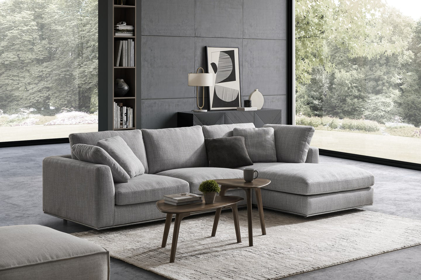 Hamilton Sectional Sofa With Chaise, Left Facing, Smoke Grey