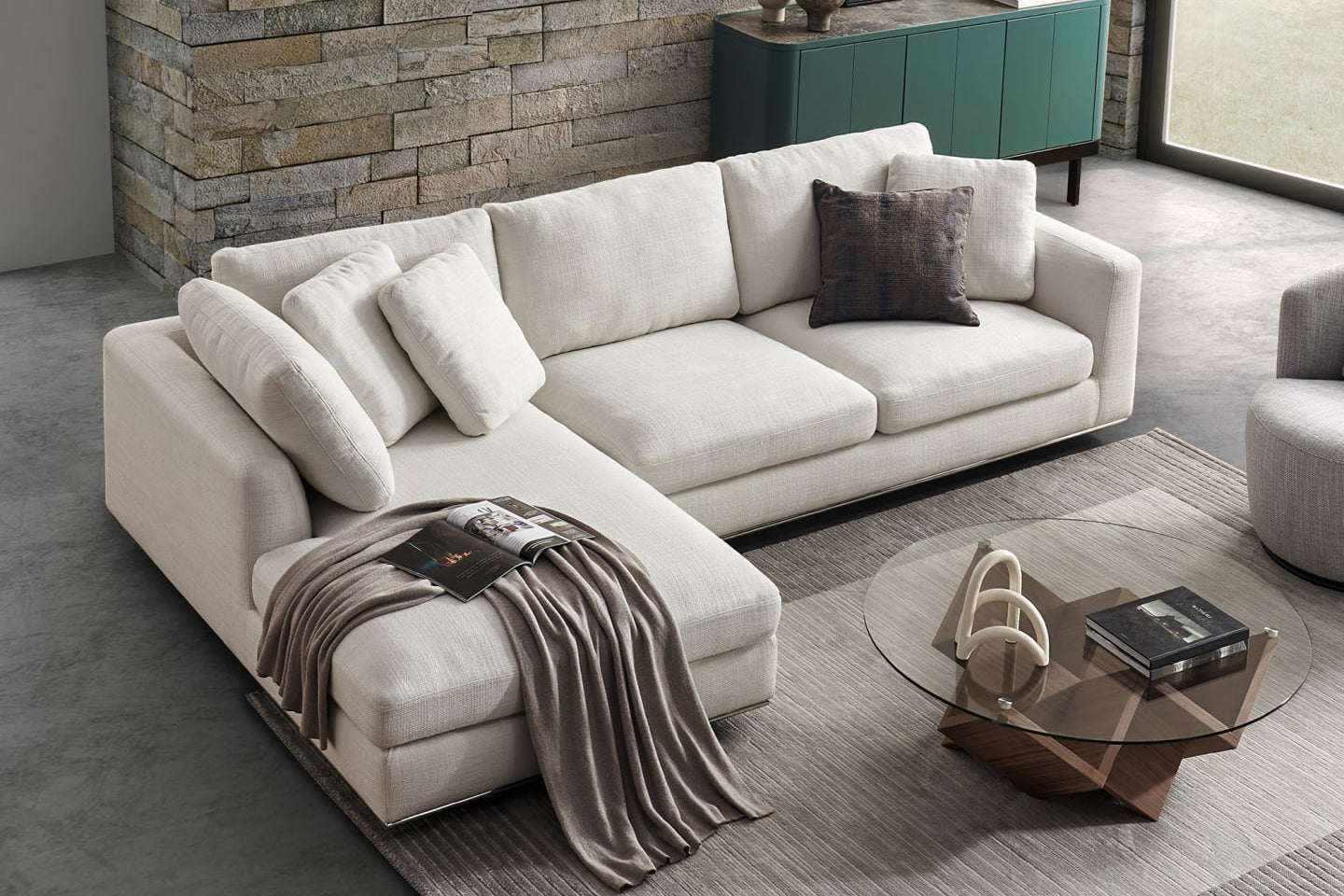 Hamilton Sectional Sofa With Chaise, Right Facing, Beige