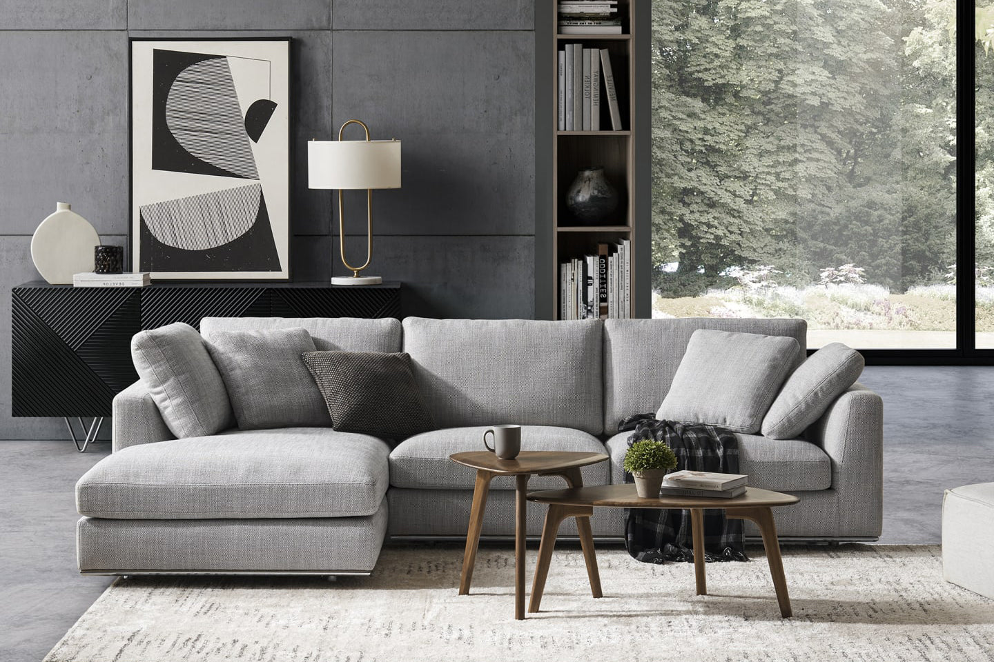 Smoke grey sectional deals couch