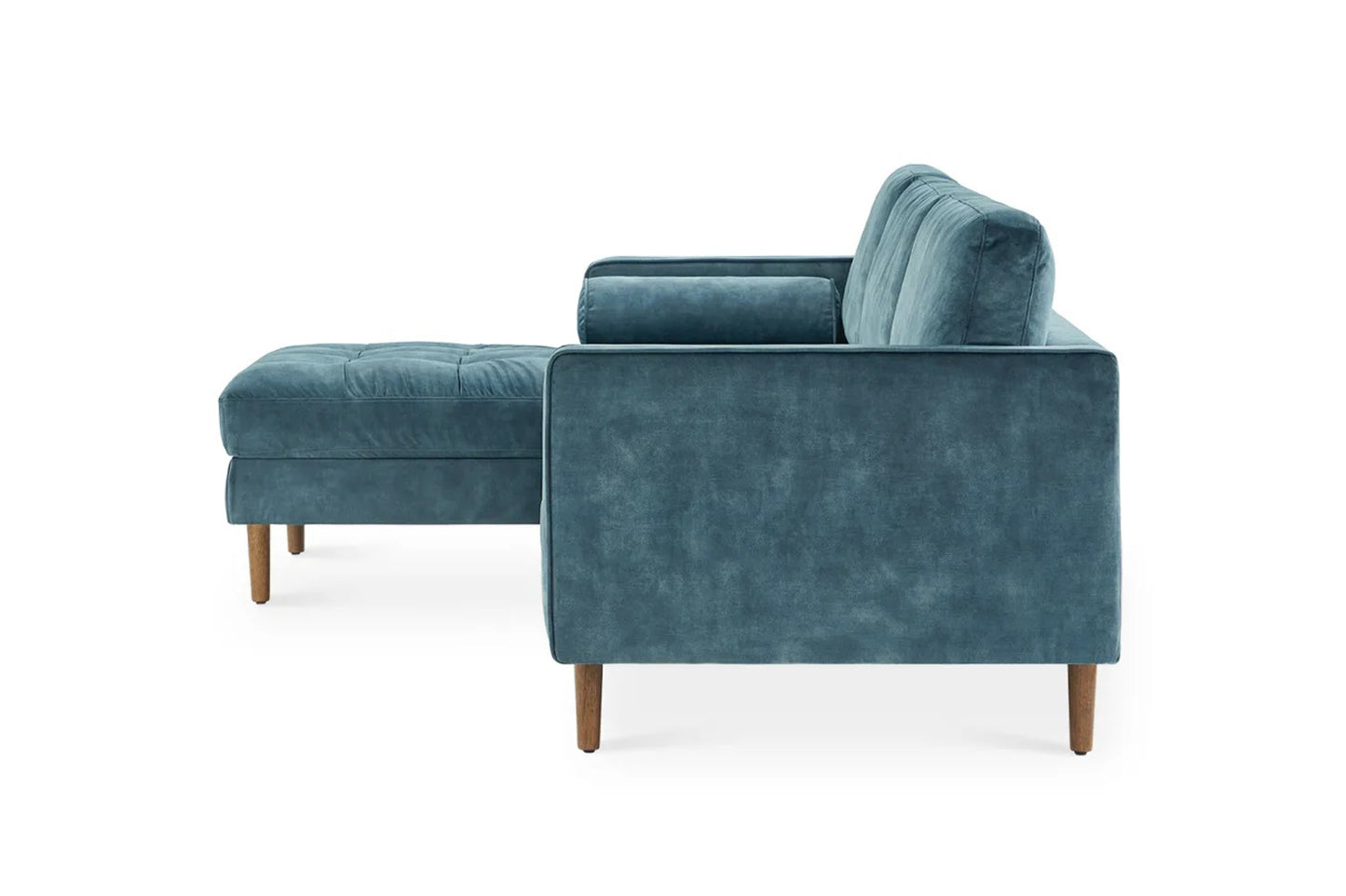 Napa Sectional Sofa With Chaise, Left Facing, Navy Blue, Velvet