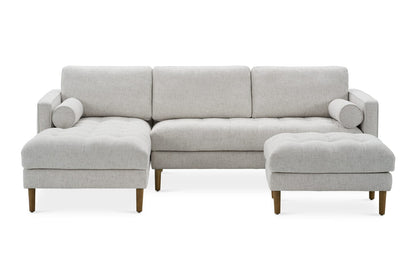 Napa Chaise Sectional Sofa with Ottoman, Beige