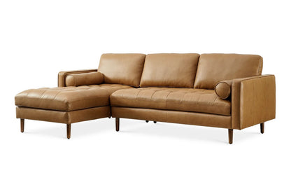 Napa Sectional Sofa With Chaise, Left Facing, Tan Imitation Leather