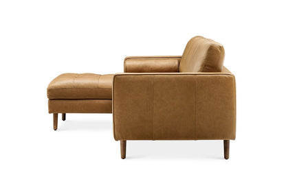 Napa Sectional Sofa With Chaise, Left Facing, Tan Imitation Leather