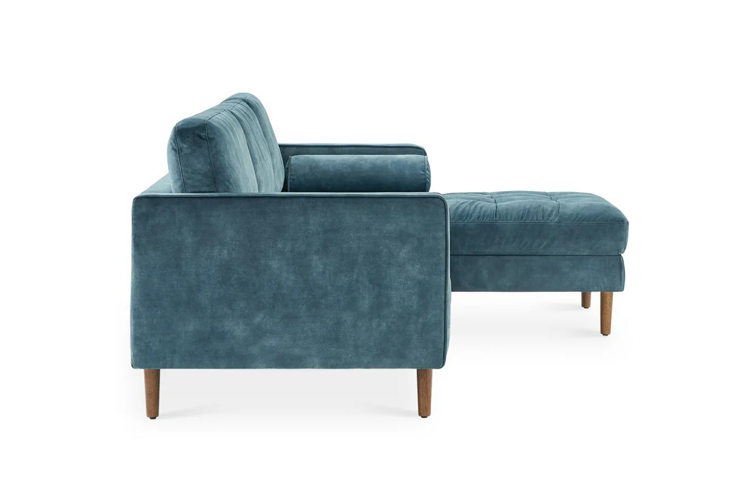 Napa Sectional Sofa With Chaise, Right Facing, Navy Blue, Velvet