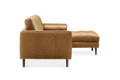 Napa Sectional Sofa With Chaise, Right Facing, Tan Imitation Leather