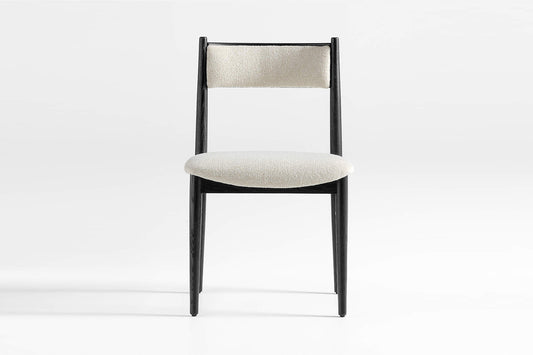 Barley Dining Chair, Black with Ivory Boucle