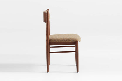 Barley Dining Chair, Walnut with Mustard Boucle