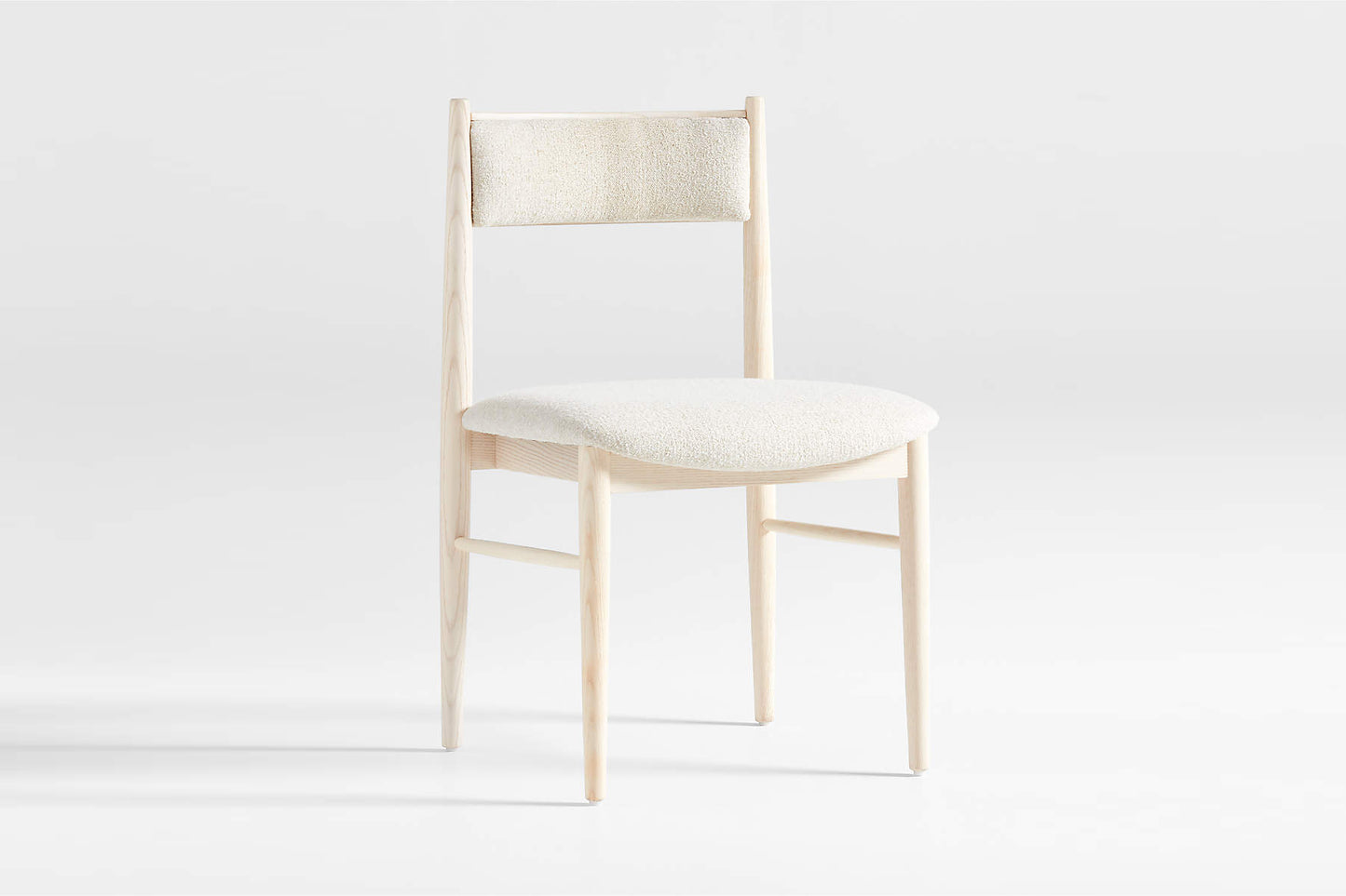 Barley Dining Chair, Whitewashed Ash with Ivory Boucle