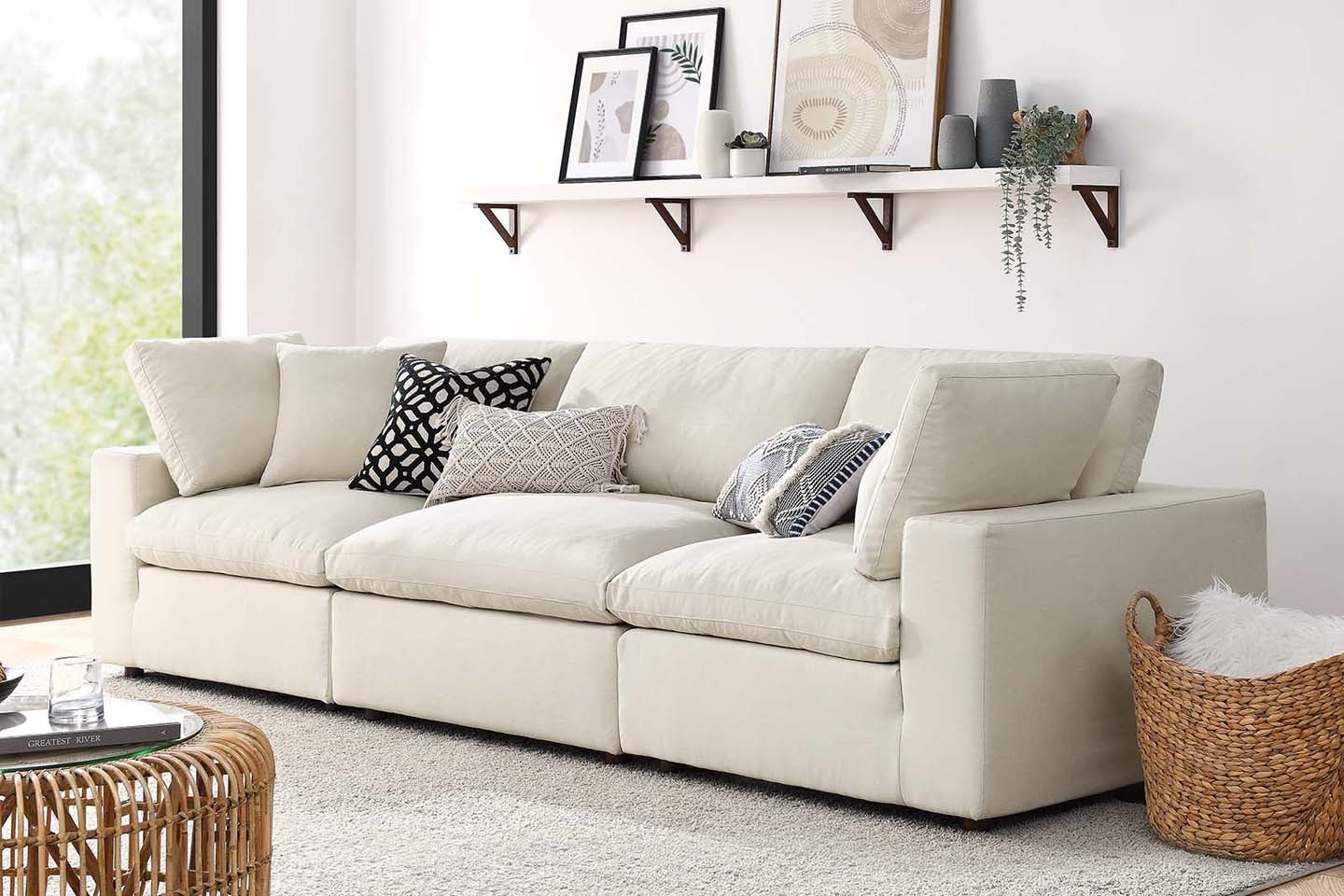 Commix Sectional Sofa, 3 Seater, Light Beige