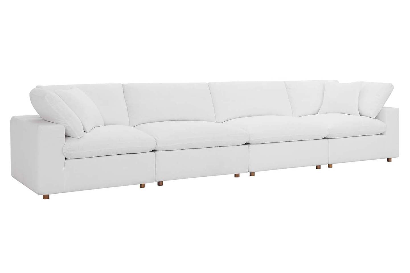 Commix Deep Seat Sectional Sofa, 4 Seater, White