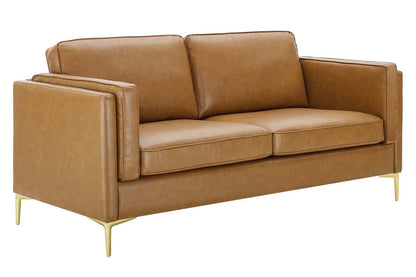 Noah 2 Seater Sofa, Tan Imitation Leather