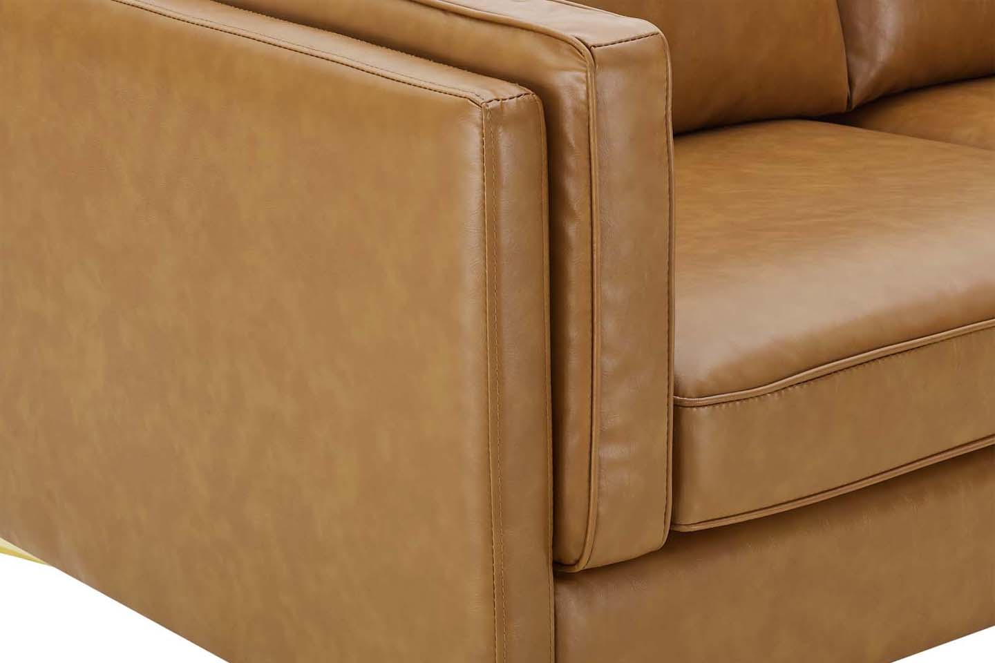 Noah 2 Seater Sofa, Tan Imitation Leather