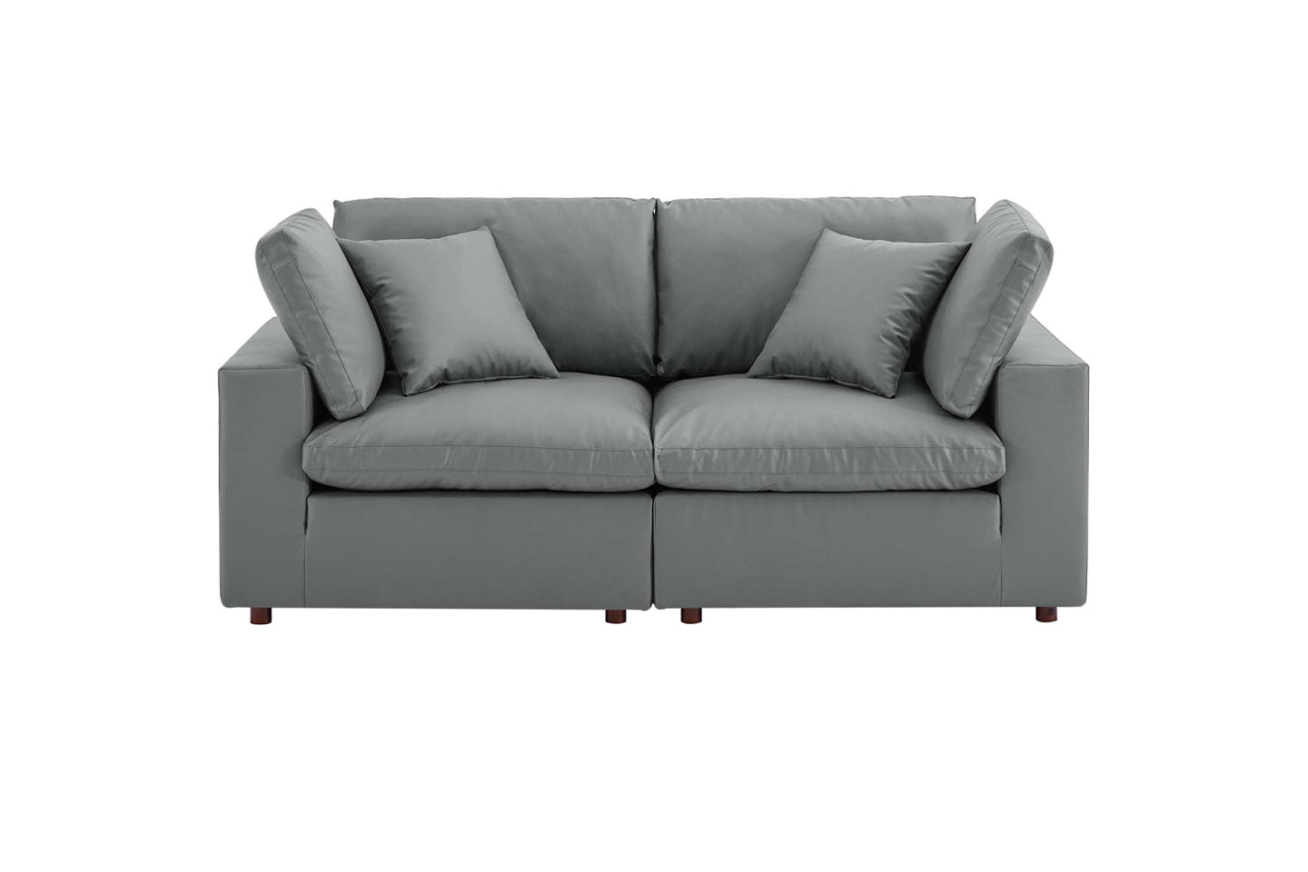 Commix Deep Seat Sectional Sofa, 2 Seater, Gray Imitation Leather